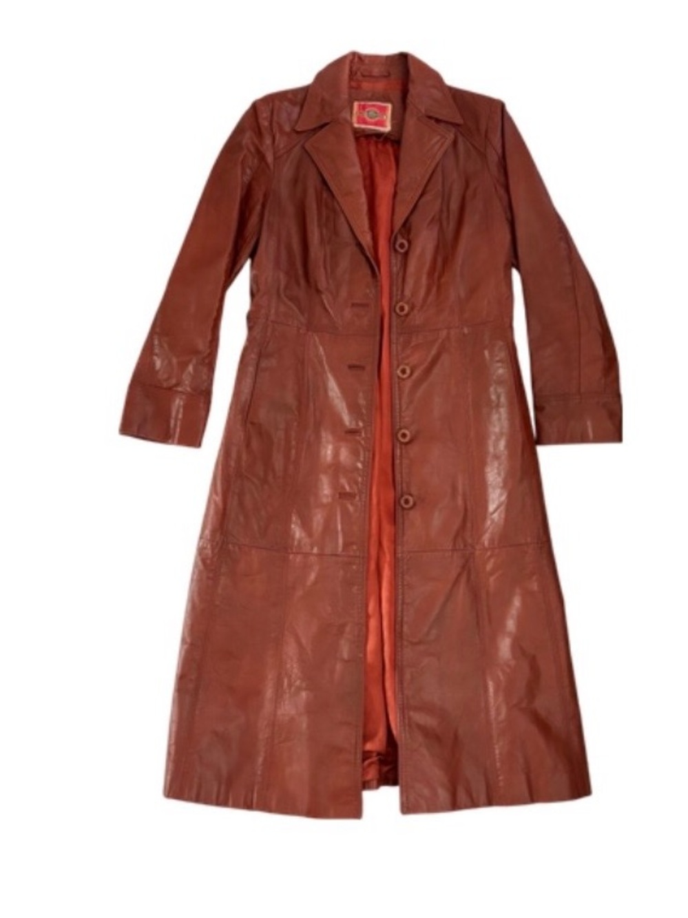 70s Vintage Genuine Leather Trench Coat - Chestnut
